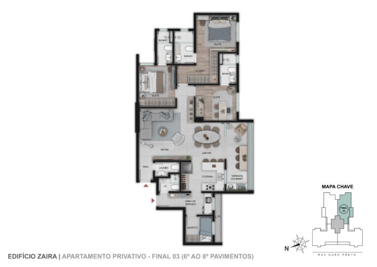 Ap Classic - TIPO I Final 03 - 6º ao 16º Pav - 116,04m²