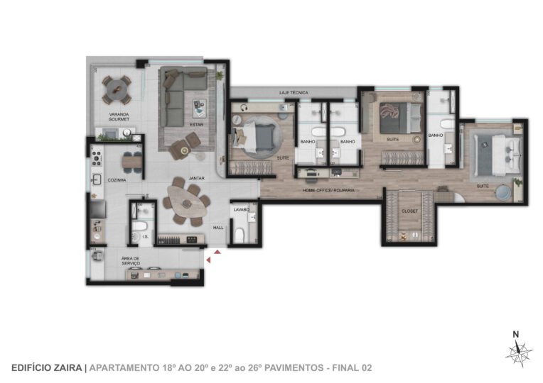 Ap Premium - TIPO OPÇÃO I Final 02 I A partir 17º Pav 128,79m²