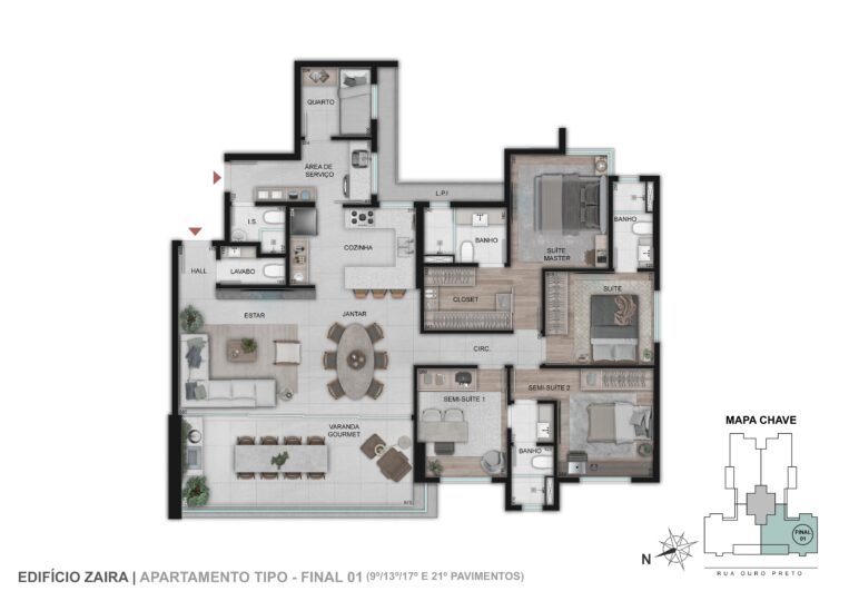 Ap 4 Quartos - VARANDA ESTENDIDA I Final 01 - 143,80m²