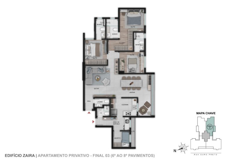 Ap Classic - TIPO OPÇÃO 01 I Final 03 - 6º ao 16º Pav - 116,04m²