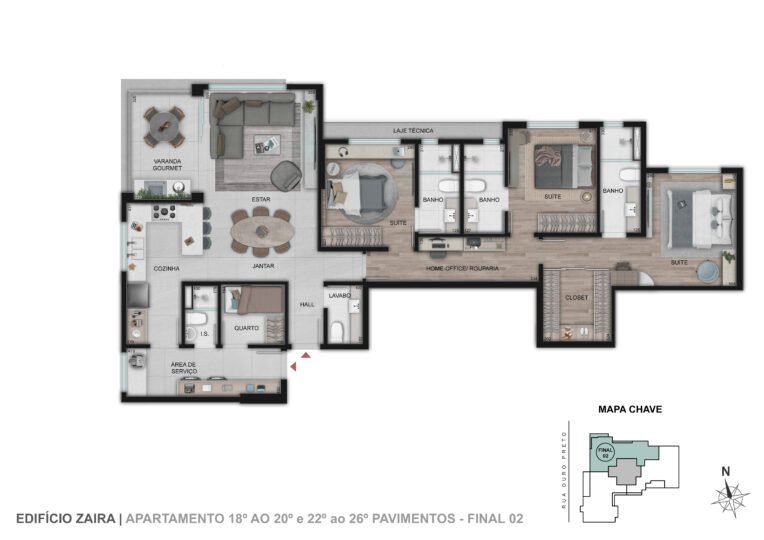 Ap Premium - TIPO I Final 02 I A partir 17º Pav 128,79m²