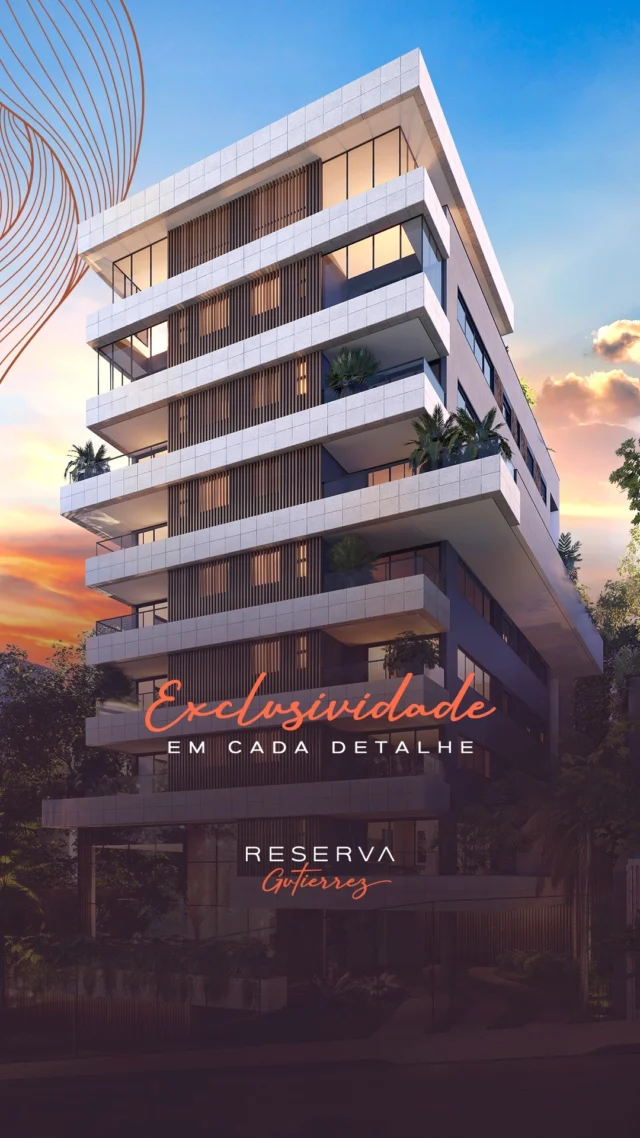 O Reserva Gutierrez é onde a exclusividade e o alto padrão se encontram.

Com plantas flexíveis e personalizáveis, varandas e terraços privativos, além do conceito de casas suspensas, o Reserva Gutierrez oferece um estilo de vida único, no coração de um dos bairros mais tradicionais de BH.

Transforme o seu espaço e viva com mais privacidade, usufruindo da qualidade de um lazer completo.

Entre em contato e consulte prazos e condições de personalização.