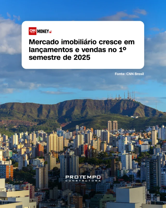 O mercado imobiliário está aquecido! 

Segundo uma matéria publicada pela CNN Brasil, lançamentos e vendas registraram crescimento no 1º semestre de 2025, reforçando o potencial de valorização dos imóveis.

No momento certo, o investimento em imóveis é uma oportunidade inteligente para construir patrimônio e viver com qualidade.

#Protempo #MercadoImobiliário #Investimento #LançamentosBH #ValorizaçãodeImóveis #Oportunidade #BeloHorizonte