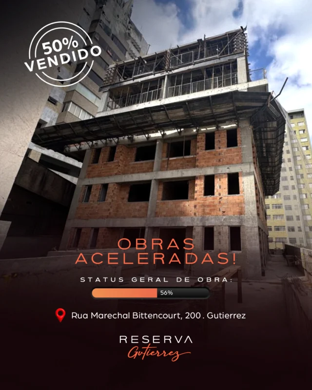Evolução de obras - Reserva Gutierrez

Com 50% das unidades já vendidas e cronograma em dia, o Reserva avança com a solidez e o compromisso de quem entrega além de um endereço: 

- exclusividade
- lazer completo
- localização estratégica 

O empreendimento oferece unidades de:
3 e 4 quartos | até 246 m² | Terraços privativos

📍 Rua Marechal Bittencourt, 200 -  Gutierrez

Entre em contato e fique por dentro do andamento do projeto! 
#Protempo #aptosbh #imovelbh #gutierrez #gutierrezbh